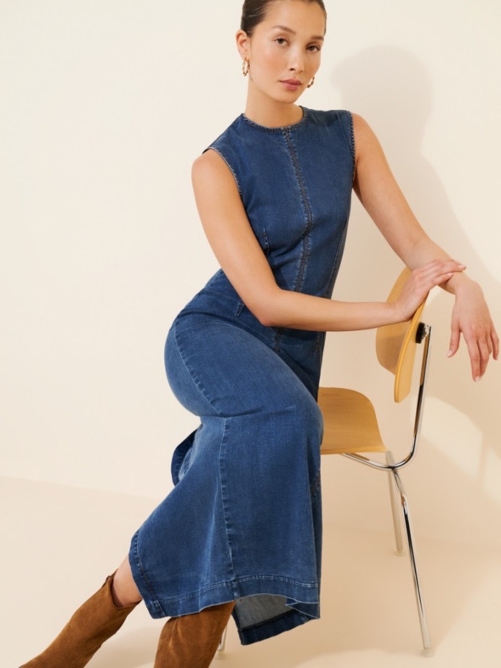 Reformation Kendi Denim Midi Dress - Picture 2 of 4